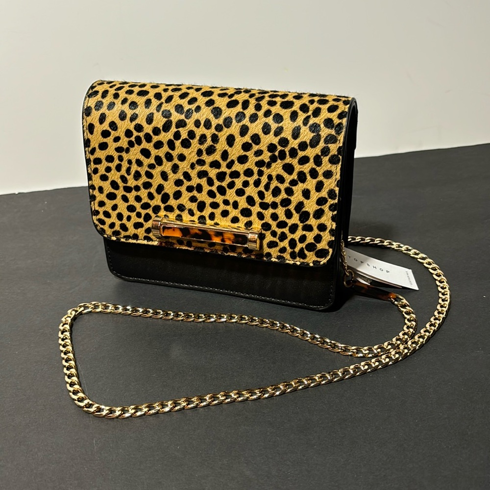 Topshop Ella Gold Link Chain Strap Crossbody Bag, Leather mix. New with tags.